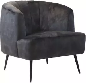 Bronx71 Velvet fauteuil antraciet Billy Zetel 1 persoons Relaxstoel Fauteuil grijs Velours Fluweel stof Fauteuils met armleuning