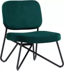 Bronx71 Fauteuil velvet Julia donkergroen Zetel 1 persoons Relaxstoel Kleine fauteuil groen