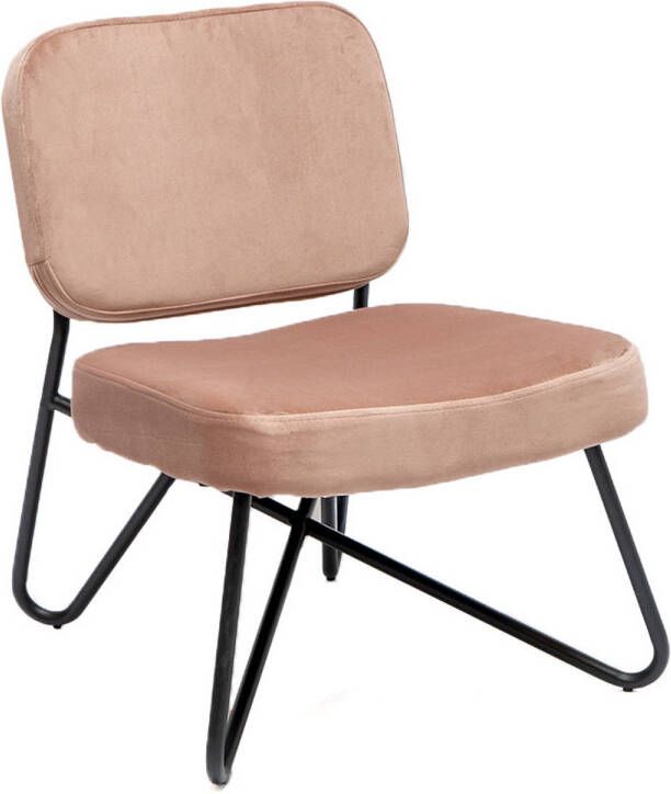 Bronx71 Fauteuil velvet Julia roze Zetel 1 persoons Relaxstoel Kleine fauteuil roze