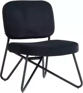Bronx71 Velvet fauteuil zwart Julia Zetel 1 persoons Relaxstoel Kleine fauteuil