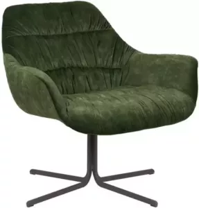 Bronx71 Fauteuil velvet Lizzy donkergroen Zetel 1 persoons Relaxstoel Fauteuil groen Draaifauteuil Velours Fluweel Draaifauteuil met armleuning