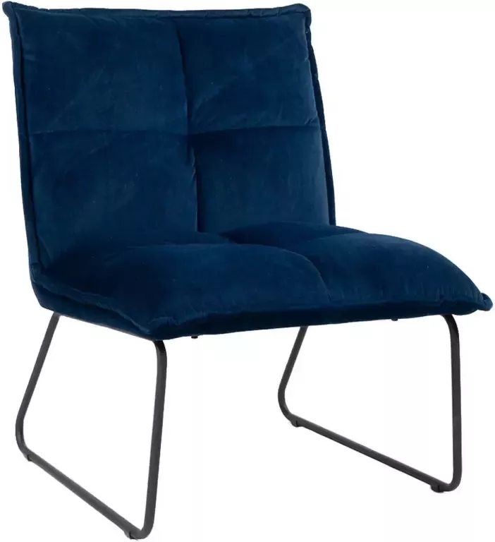 Bronx71 Fauteuil velvet Malaga donkerblauw Zetel 1 persoons Relaxstoel Fauteuil blauw Kleine fauteuil velvet Velours Fluweel stof - Foto 1
