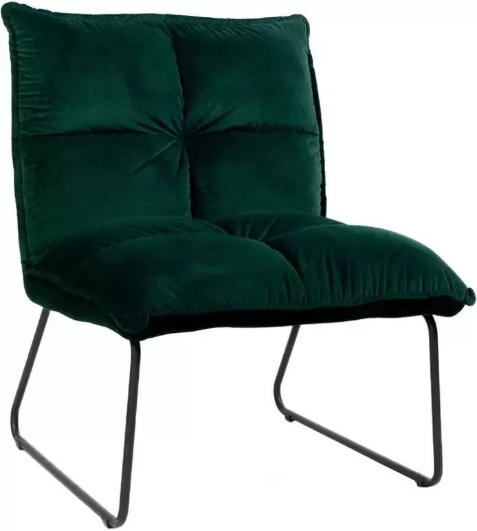 Bronx71 Fauteuil velvet Malaga donkergroen Zetel 1 persoons Relaxstoel Fauteuil groen Kleine fauteuil velvet Velours Fluweel stof