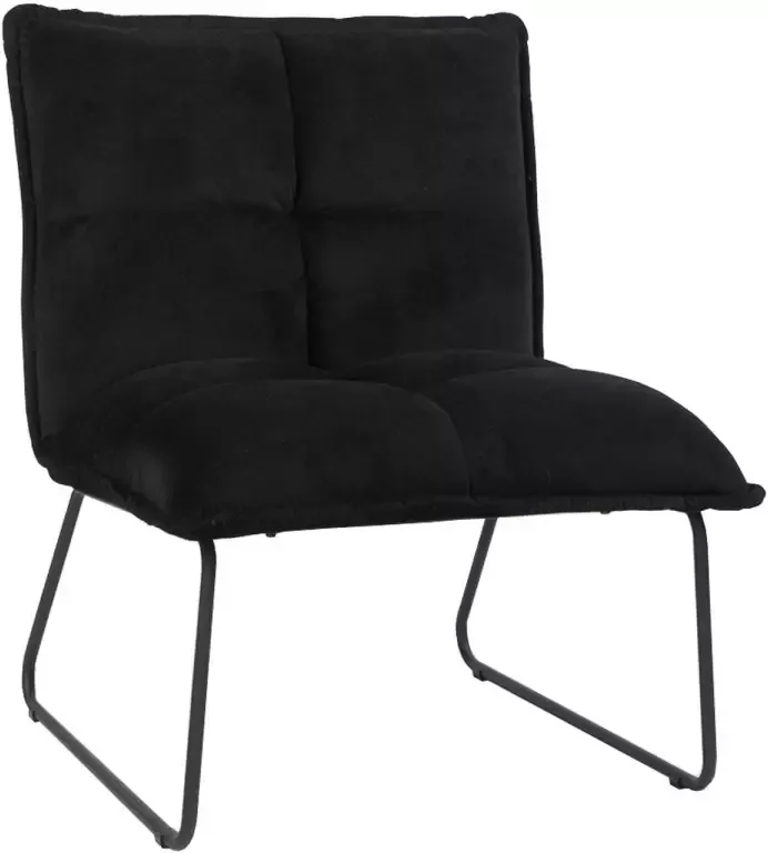 Bronx71 Velvet fauteuil zwart Malaga Zetel 1 persoons Relaxstoel Fauteuil zonder armleuning