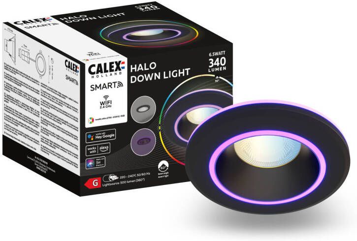 Calex Halo Slimme Inbouwspot RGB en Warm Wit Licht Zwart 3 stuks