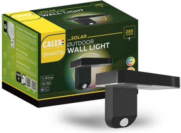 Calex Smart Outdoor Solar Buitenlamp Wandlamp RGB en CCT Zwart - Foto 1