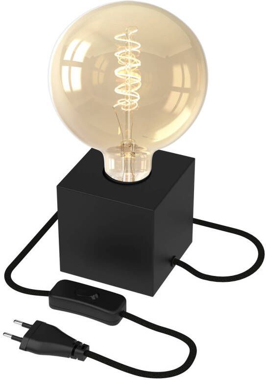 Calex Tischlampe eckig E27 Schwarz Inkl. G125 Filament Lichtquelle
