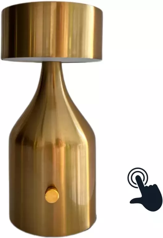 CASA DI ELTURO Design Led Diner tafellamp Glam Goud Touch bediening Dimbaar (Met ingebouwde Accu)