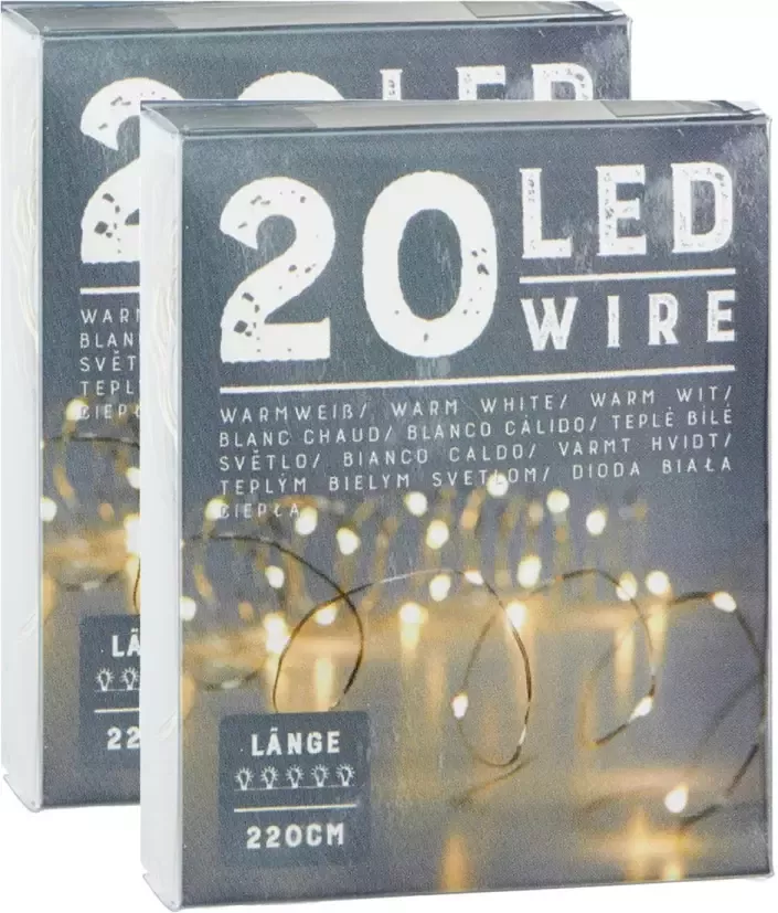 Cepewa Draadverlichting lichtsnoeren 2 stuks warm wit 220 cm Lichtsnoeren