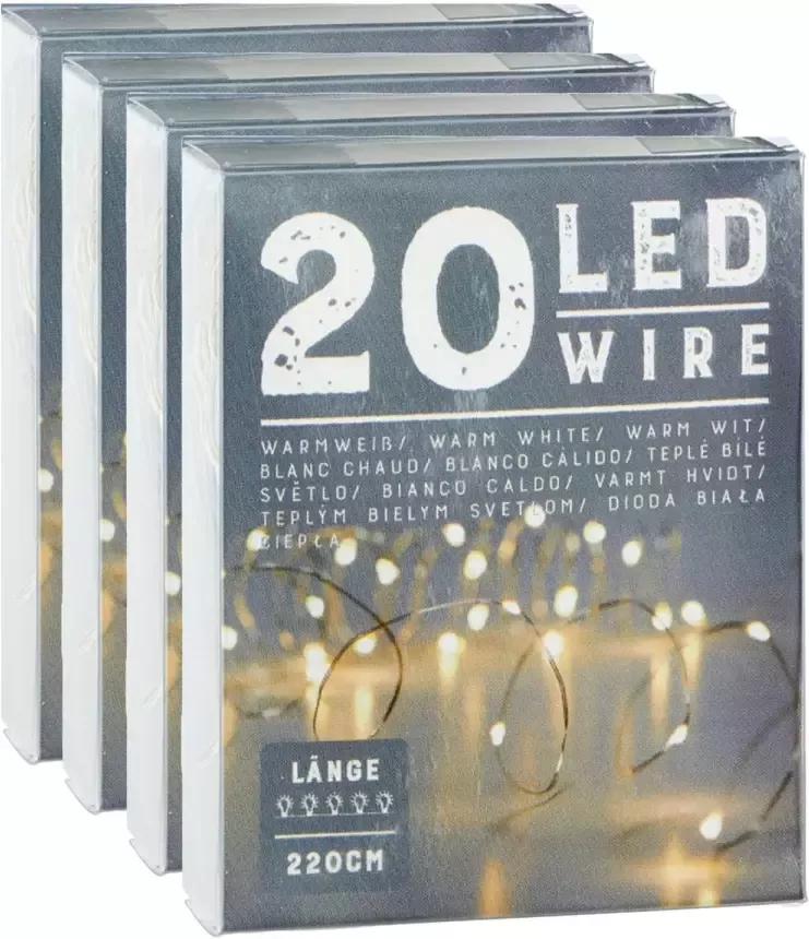 Cepewa Draadverlichting lichtsnoeren 4 stuks warm wit 220 cm Lichtsnoeren