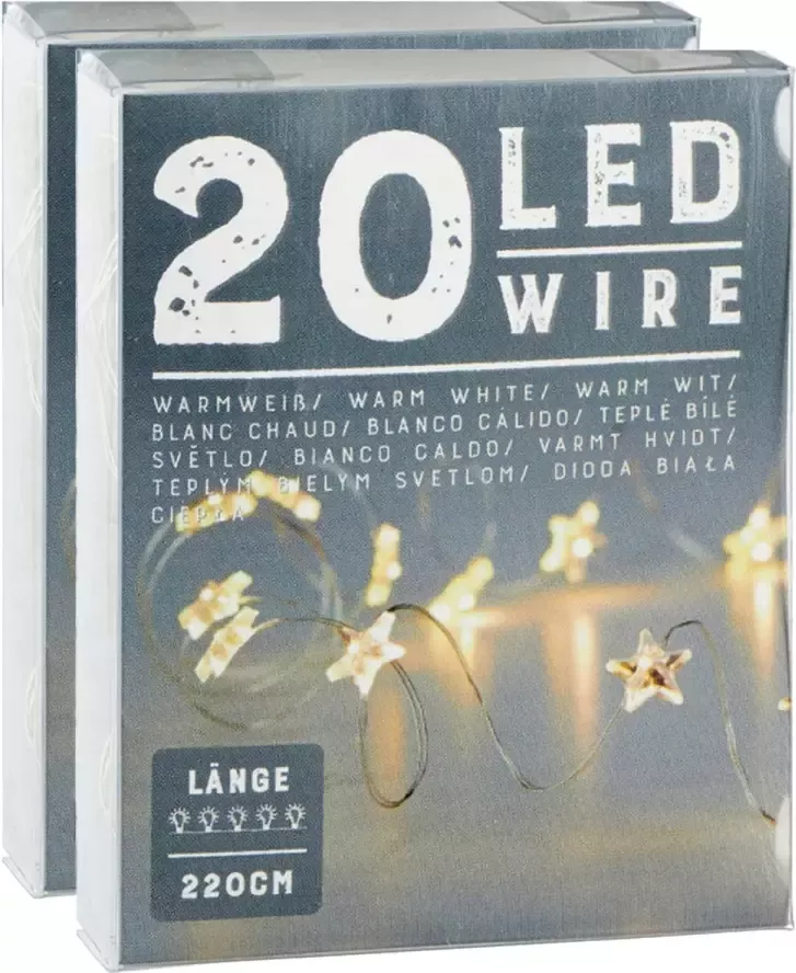 Cepewa Lichtslingers lichtsnoeren met sterretjes 2 stuks warm wit 220 cm Lichtsnoeren