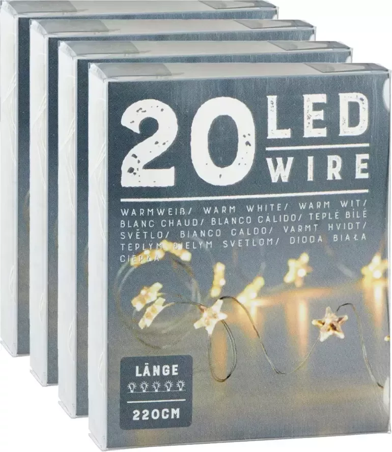Cepewa Lichtslingers lichtsnoeren met sterretjes 4 stuks warm wit 220 cm Lichtsnoeren