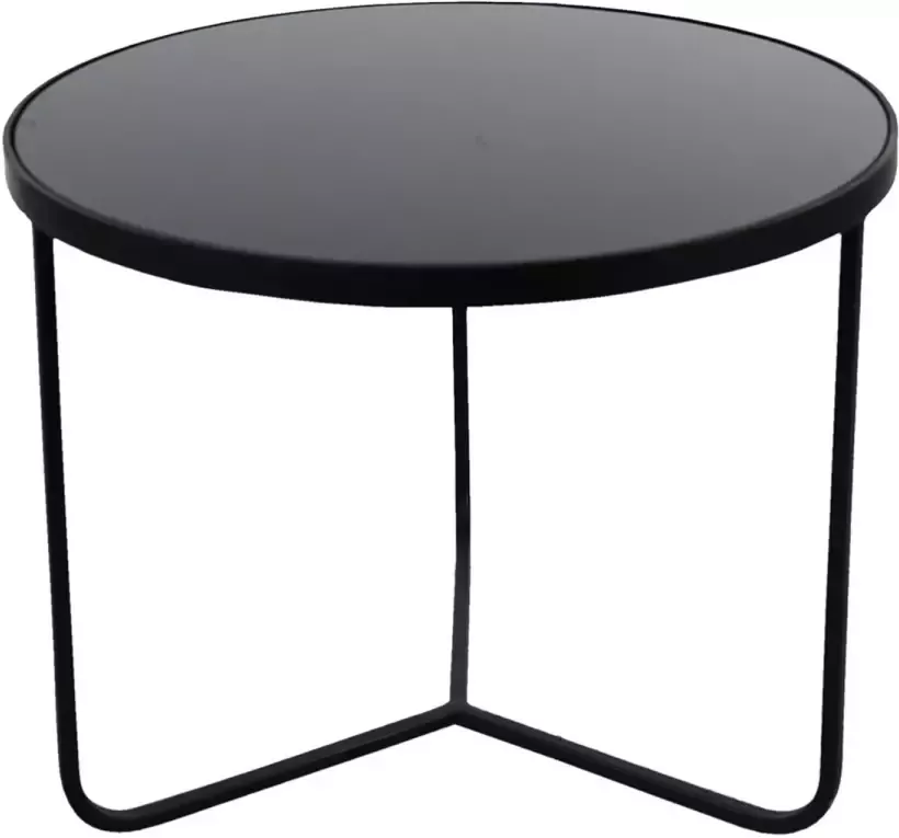 Clayre & Eef Bijzettafel Ø 60x45 cm Zwart Aluminium Rond Side table Tafeltje Zwart Side table Tafeltje