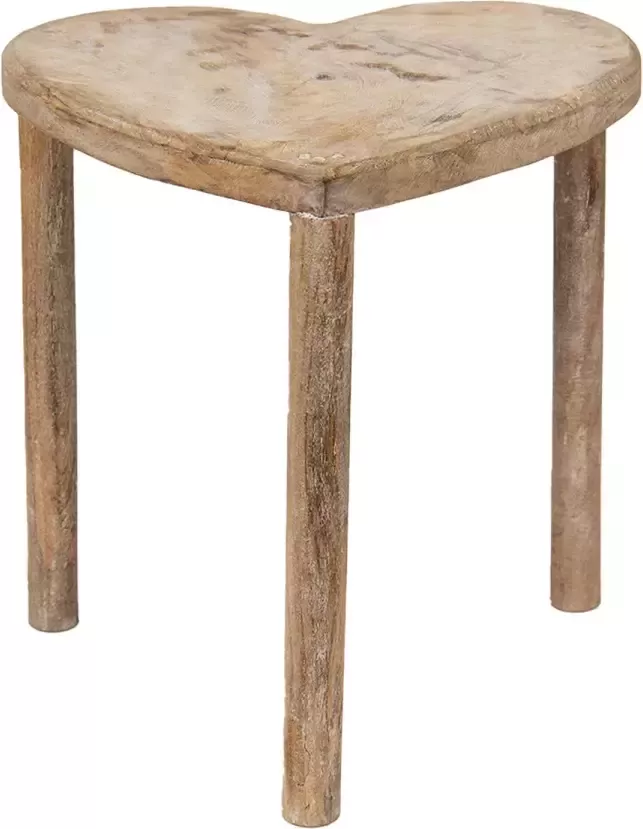 Clayre & Eef Bijzettafel Hart 38x30x40 cm Bruin Hout Plantentafel Sidetable Bruin Plantentafel Sidetable