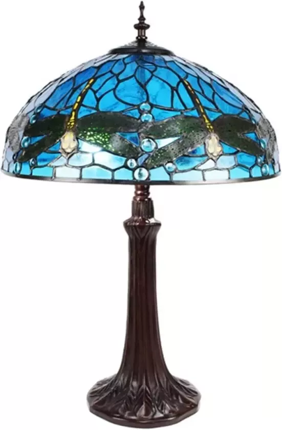 Clayre & Eef Blauwe Tafellamp Tiffany Ø 41*57 cm E27 max 2*40W 5LL-9337BL - Foto 1