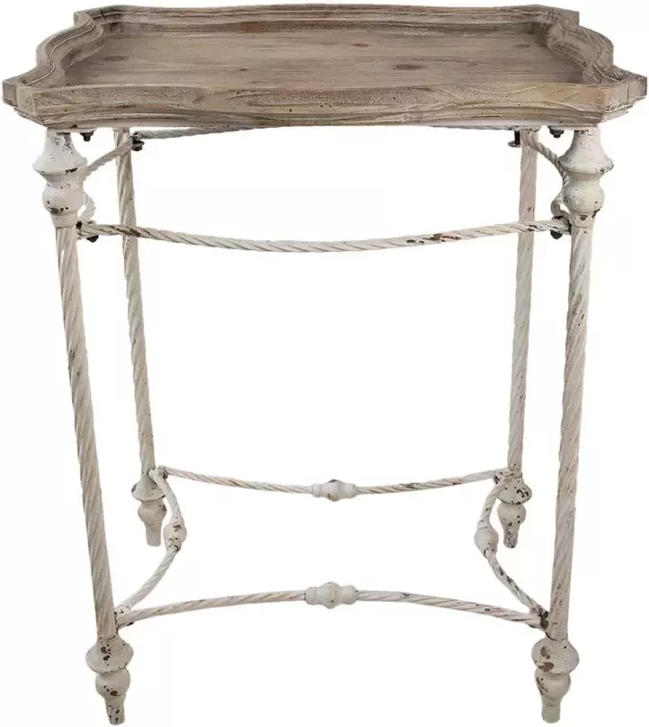 Clayre & Eef Bijzettafel 65x45x83 cm Bruin Hout Ijzer Rechthoek Side table Tafeltje