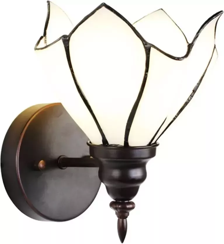 Clayre & Eef Cremekleurige Wandlamp Tiffany 23*17*19 cm E27 max 1*40W 5LL-6187
