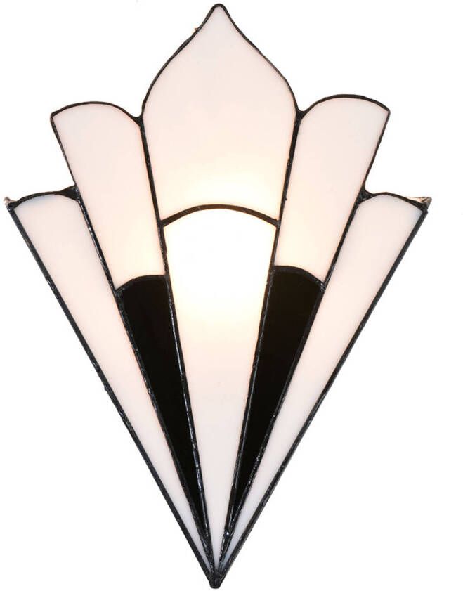 Clayre & Eef Lumilamp Wandlamp Tiffany 36*3*21 Cm E14 max 1*40w Creme Glas Muurlamp Sfeerlamp Tiffany Lamp Creme Muurlamp Sfeerlamp - Foto 1