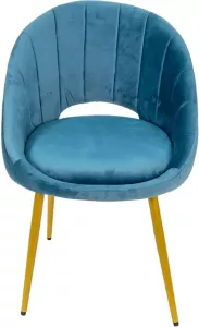Clayre & Eef Eetkamerstoel 58x65x85 Cm Blauw Ijzer Textiel Stoel Eettafelstoel Keukenstoel Blauw Stoel Eettafelstoel