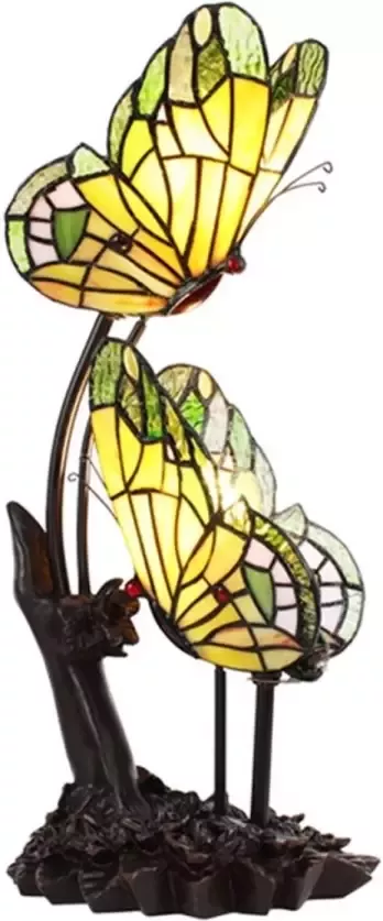 Clayre & Eef Gele Tafellamp Tiffany 24*17*47 Cm E14 max 2*25w 5ll-6230 - Foto 1