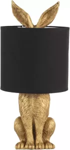 Clayre & Eef Tafellamp Konijn Ø 20x45 cm Goudkleurig Zwart Kunststof