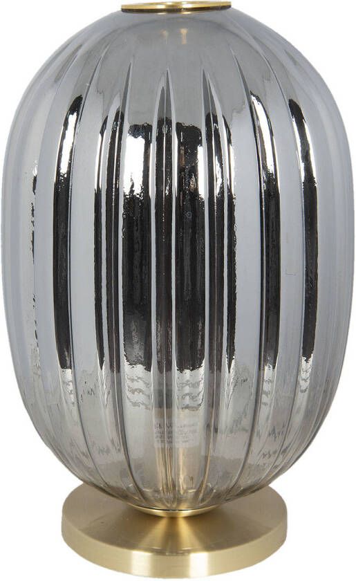 Clayre & Eef Tafellamp Ø 20x35 cm Grijs Metaal Bureaulamp Nachtlamp Woonaccessoires Grijs Bureaulamp Nachtlamp