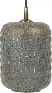 Clayre & Eef Hanglamp Ø 19x25 cm Grijs Glas Rond Hanglamp Eettafel Hanglampen Eetkamer Grijs Hanglamp Eettafel