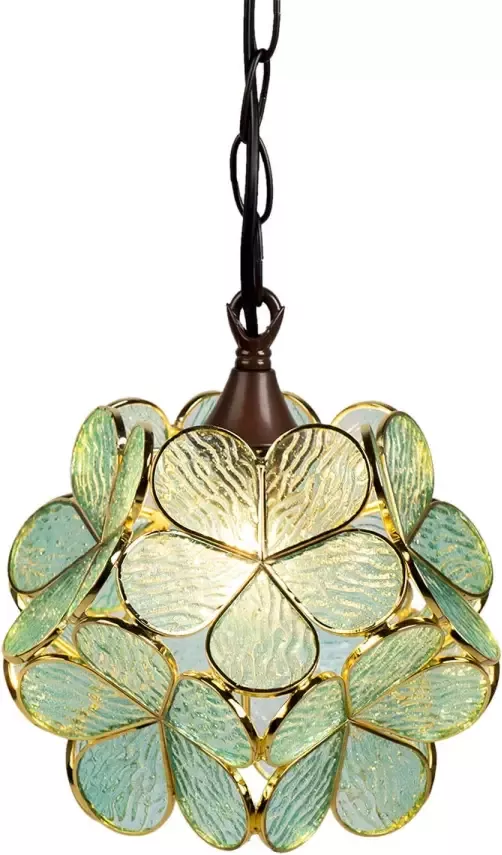 Clayre & Eef Hanglamp Tiffany 21x21x17 90 cm Groen Glas Hanglamp - Foto 1