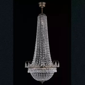 Clayre & Eef Kroonluchter ø50x113 Cm 6x E14 40w (Zelf In Elkaar Zetten) Transparant Zilver Ijzer Glas