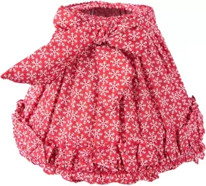 Clayre & Eef Lampenkap Ø 23x15 cm Rood Wit Katoen Synthetisch Sneeuwvlokken Stoffen Lampenkap Rood Stoffen Lampenkap