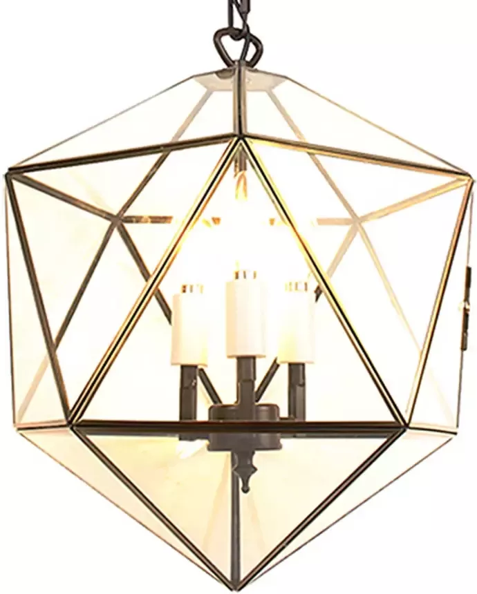 Clayre & Eef LumiLamp Hanglamp 30x30x160 cm Transparant Metaal Glas Hanglamp Eettafel Hanglampen Eetkamer Transparant Hanglamp - Foto 2