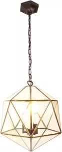 Clayre & Eef Lumilamp Hanglamp 35x35x140 Cm Transparant Metaal Glas Hanglamp Eettafel Hanglampen Eetkamer Transparant Hanglamp