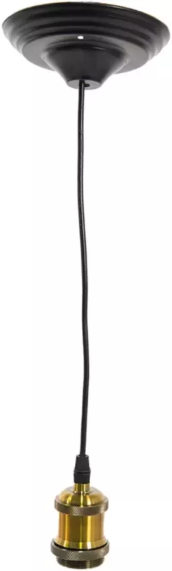 Clayre & Eef LumiLamp Snoerpendel 150 cm Goudkleurig Zwart Kunststof Pendellamp Verlichtingspendel Goudkleurig Pendellamp