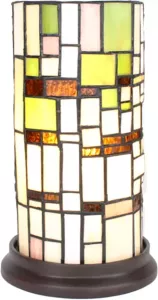 Clayre & Eef Lumilamp Tiffany Tafellamp Ø 15x26 Cm Beige Groen Glas Kunststof Rond Tiffany Bureaulamp Tiffany Lampen Glas In Lood