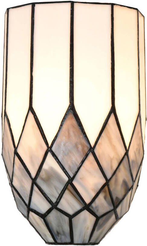 Clayre & Eef LumiLamp Wandlamp Tiffany 18x27 cm Grijs Glas Tiffany Lampen Grijs Tiffany Lampen - Foto 1