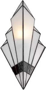 Clayre & Eef Lumilamp Wandlamp Tiffany 23x13x43 Cm Wit Glas Muurlamp Sfeerlamp Tiffany Lamp Wit Muurlamp Sfeerlamp