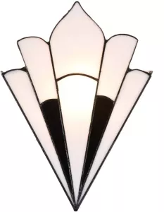 Clayre & Eef Lumilamp Wandlamp Tiffany 36*3*21 Cm E14 max 1*40w Creme Glas Muurlamp Sfeerlamp Tiffany Lamp Creme Muurlamp Sfeerlamp