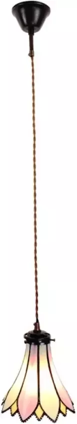 Clayre & Eef Roze Hanglamp Tiffany Ø 15*115 cm E14 max 1*40W 5LL-6196 - Foto 1