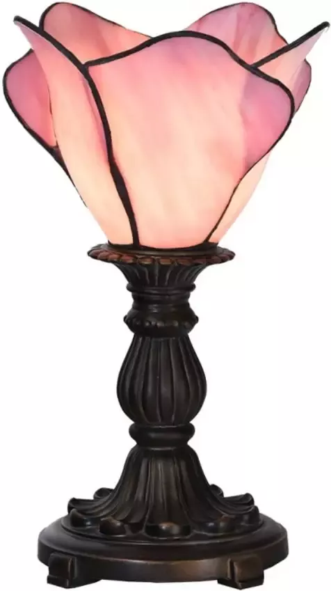 Clayre & Eef Roze Tafellamp Tiffany Ø 20*30 cm E14 max 1*25W 5LL-6099