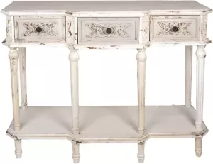 Clayre & Eef Sidetable 120x45x90 cm Wit Hout Wandtafel Haltafel Console Tafel Wit Wandtafel Haltafel