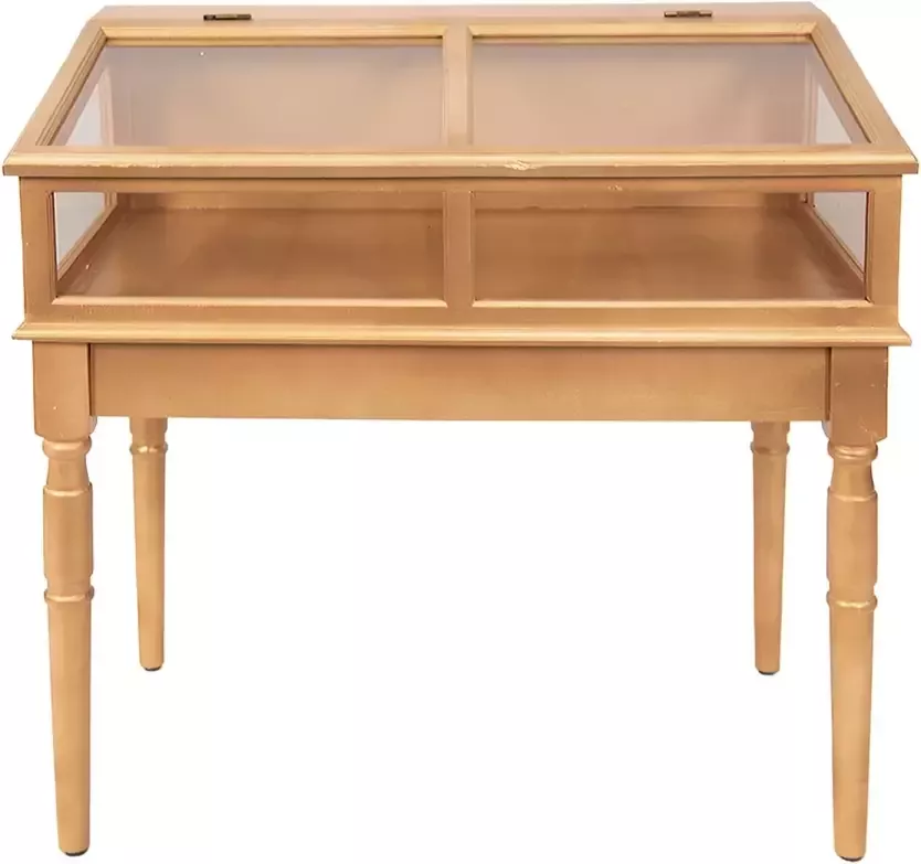 Clayre & Eef Vitrinekast 80x46x85 cm Goudkleurig Hout Glas Kastje Vitrine kast met glas Goudkleurig Kastje Vitrine