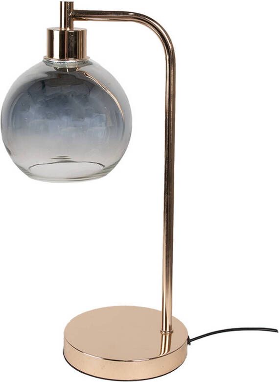 Clayre & Eef Tafellamp 21x15x41 cm Goudkleurig Ijzer Glas Bureaulamp Goudkleurig Bureaulamp