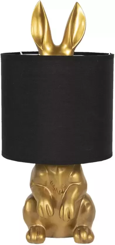 Clayre & Eef Tafellamp Haas Ø 20*42 cm E27 max 1*60W Goudkleurig Kunststof Rond Bureaulamp Nachtlampje Goudkleurig