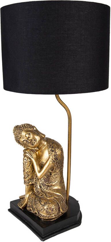 HAES deco Tafellamp Dramatic Chic Goudkleurige Boeddha Ø 26x54 cm Goudkleurig Zwart Bureaulamp Sfeerlamp
