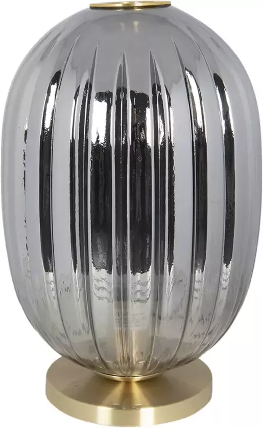 Clayre & Eef Tafellamp Ø 20x35 cm Grijs Metaal Bureaulamp Nachtlamp Woonaccessoires Grijs Bureaulamp Nachtlamp - Foto 1