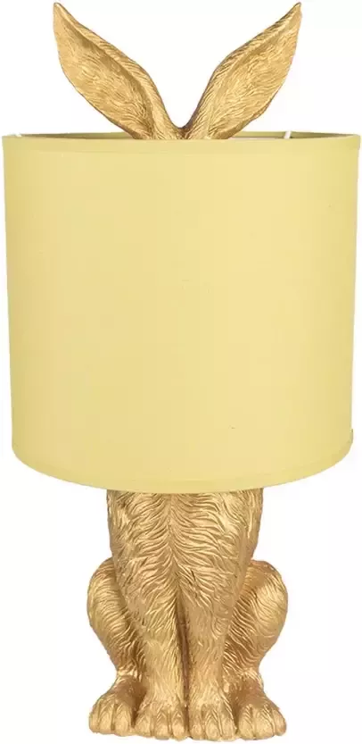 Clayre & Eef Tafellamp Konijn Ø 20x43 cm Goudkleurig Kunststof Bureaulamp Nachtlamp Woonaccessoires Goudkleurig