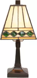 Clayre & Eef Tiffany Tafellamp Ø 20x30 cm Beige Groen Glas Tiffany