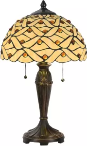 Clayre & Eef tafellamp tiffany ø 30x50 cm e27 max.2x40 watt multi colour ijzer glas