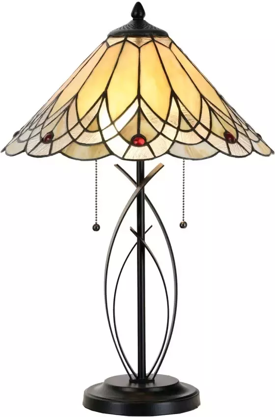 Clayre & Eef Tafellamp Tiffany ø 40x60 Cm E27 Max. 2x60 Watt Multi Colour Ijzer Glas