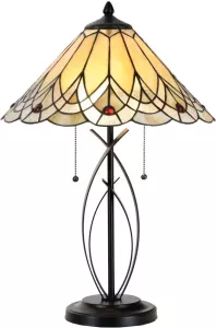 Clayre & Eef tafellamp tiffany ø 40x60 cm e27 max. 2x60 watt multi colour ijzer glas